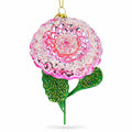 Pink Flower with Colorful Beads Glass Christmas Ornament