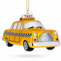 Yellow Taxi Glass Christmas Ornament