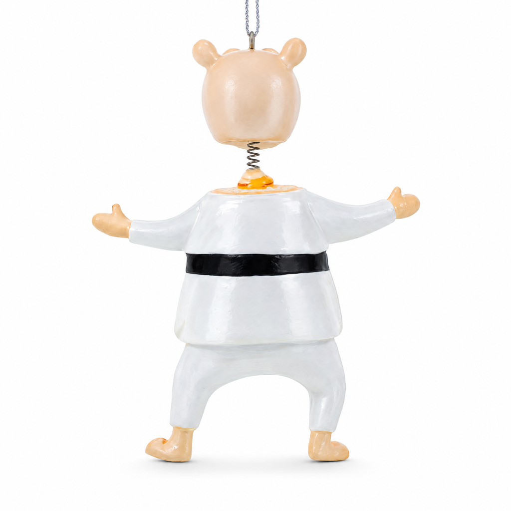 Martial Arts Karate Hippo Glass Christmas Ornament