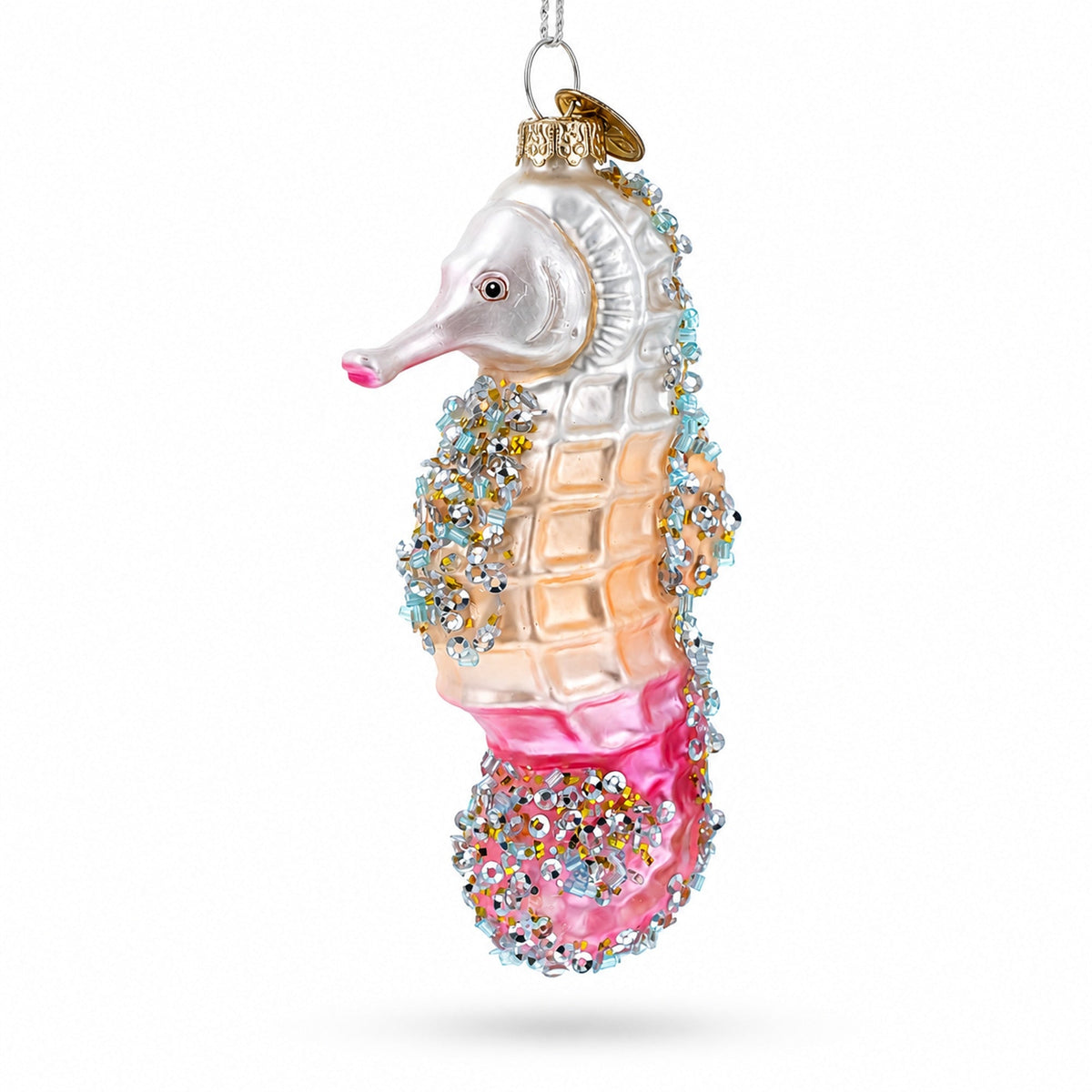 Seahorse Glass Christmas Ornament