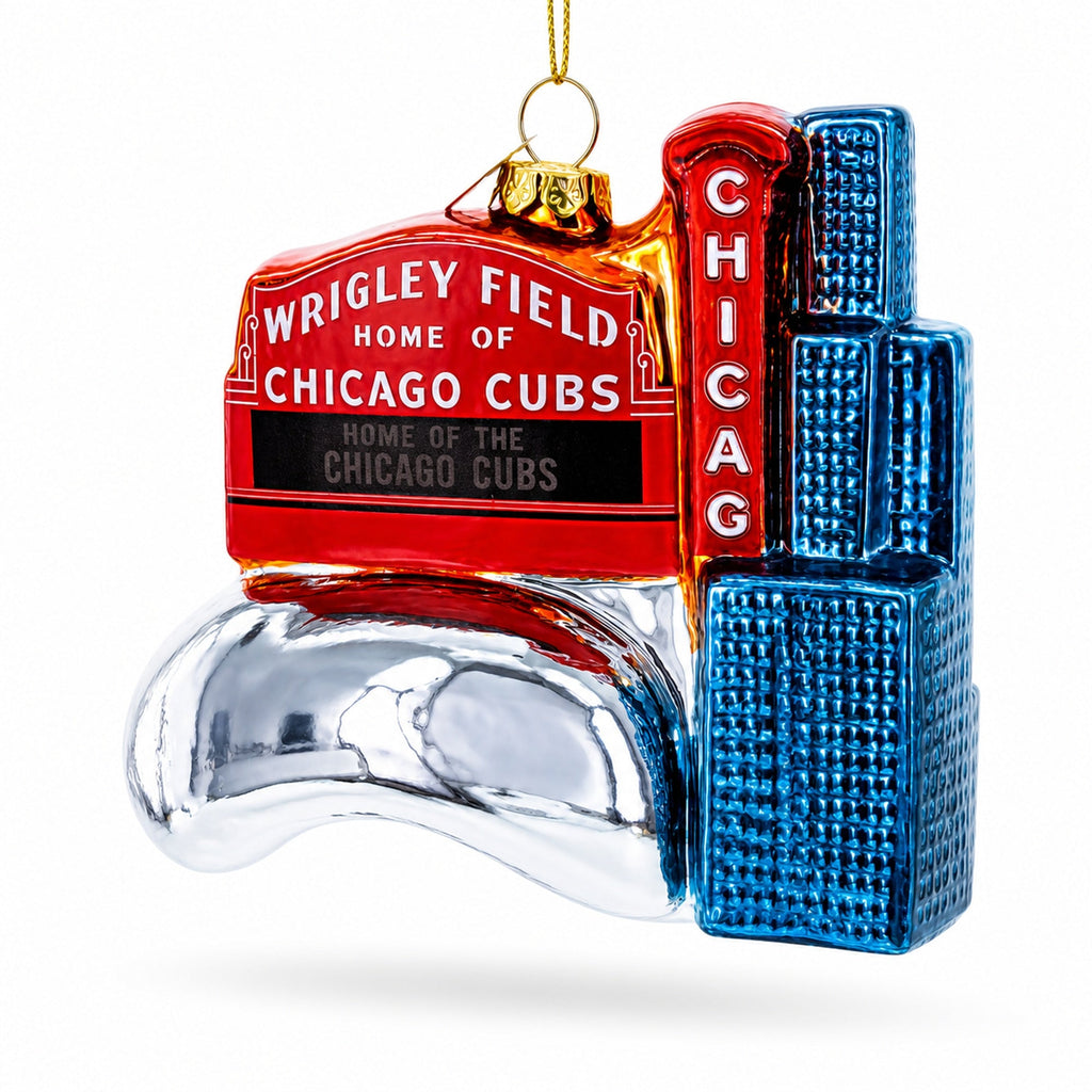 Chicago Travel Attractions Glass Christmas Ornament
