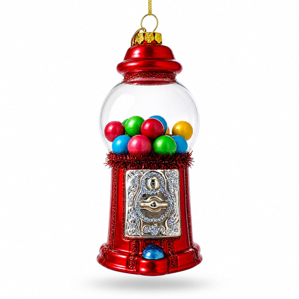 Candy Vending Machine Glass Christmas Ornament