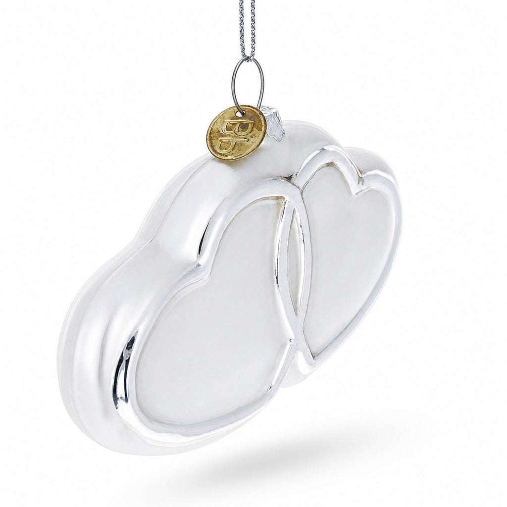 Linked Silver Hearts Glass Christmas Ornament