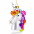 Rainbow Unicorn Glass Christmas Ornament