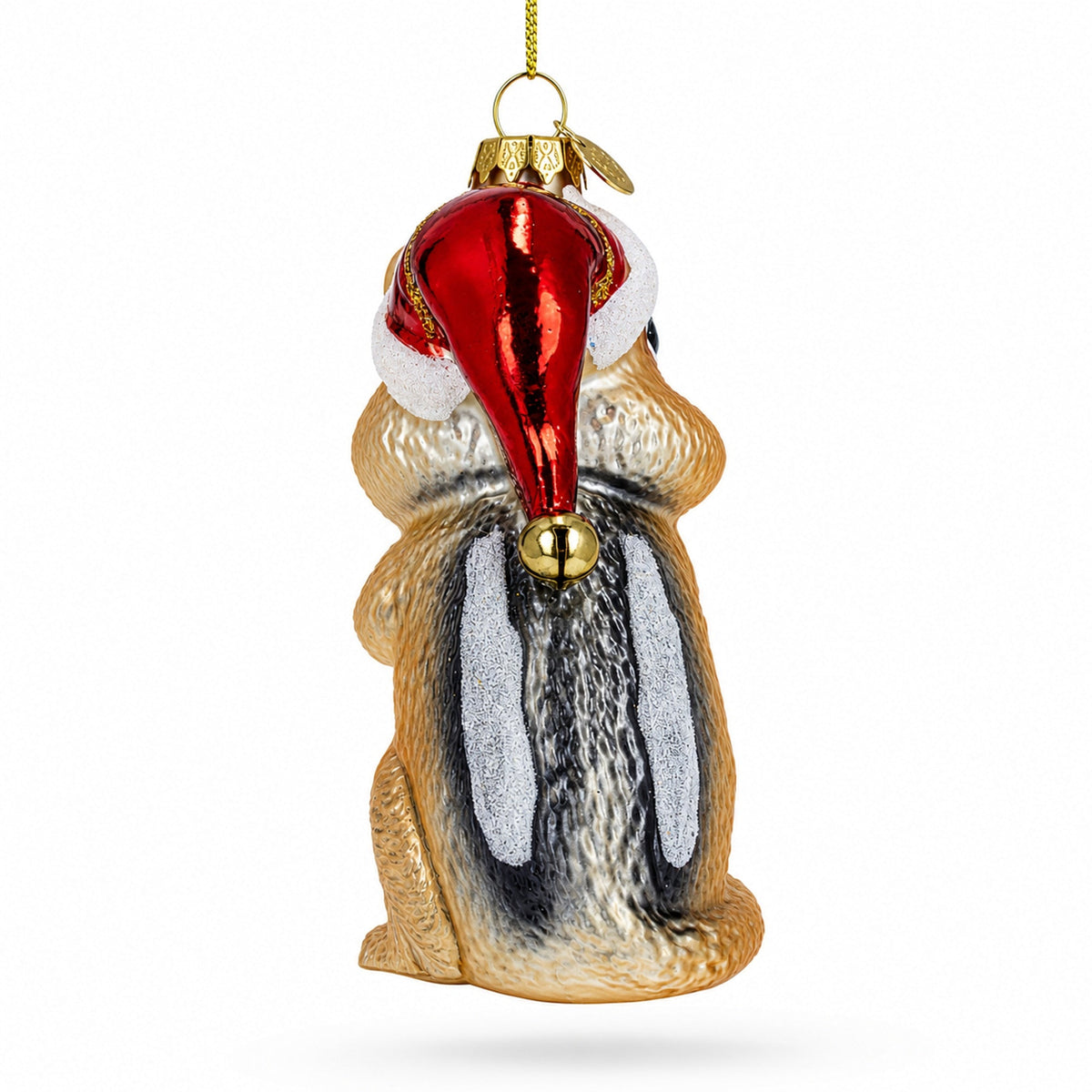 Chipmunk with Candy Glass Christmas Ornament
