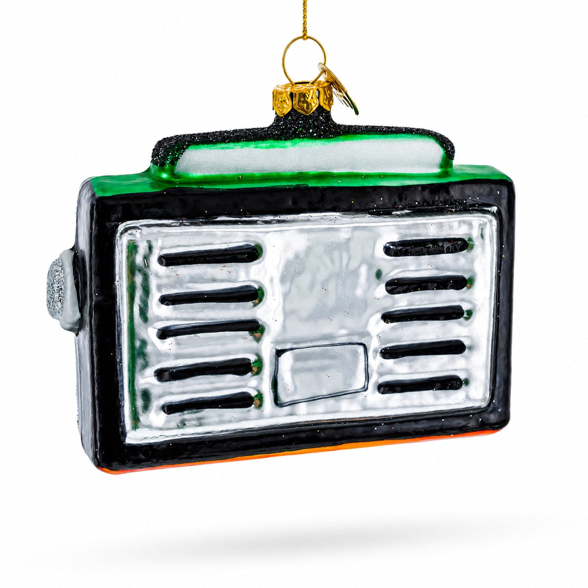 Vintage Cassette Player Boombox Glass Christmas Ornament