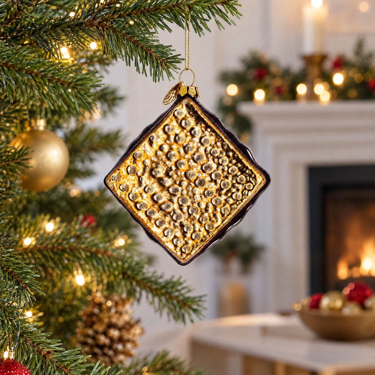 Chocolate-Dipped Cookie or Biscuit Glass Christmas Ornament