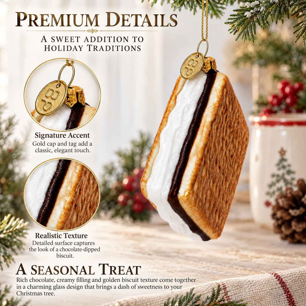Chocolate-Dipped Cookie or Biscuit Glass Christmas Ornament