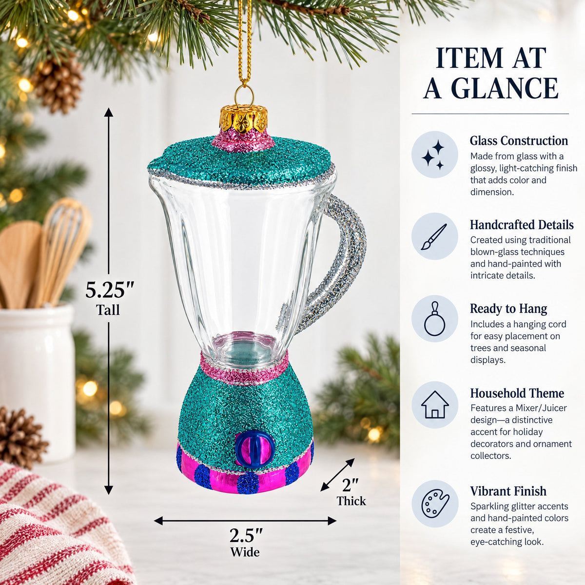 Mixer/Juicer Glass Christmas Ornament