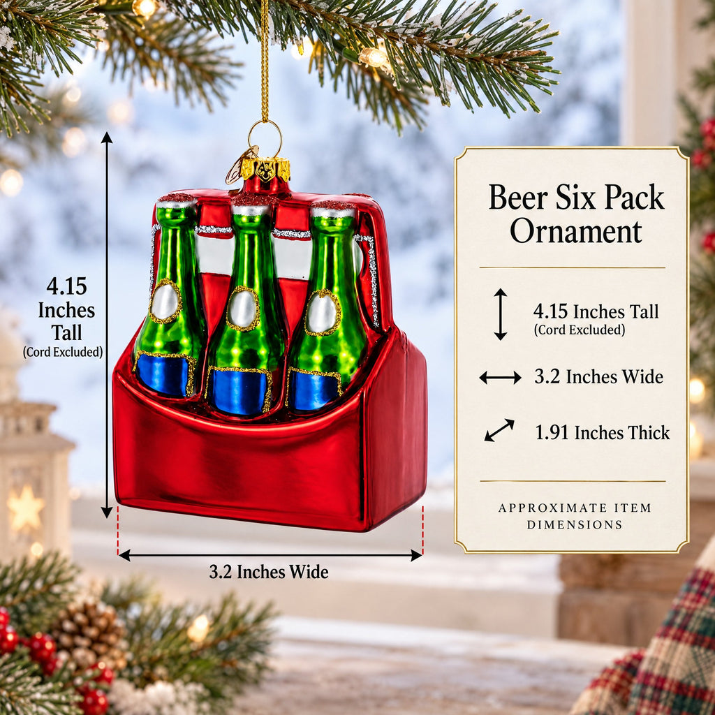 Beer Six Pack Glass Christmas Ornament