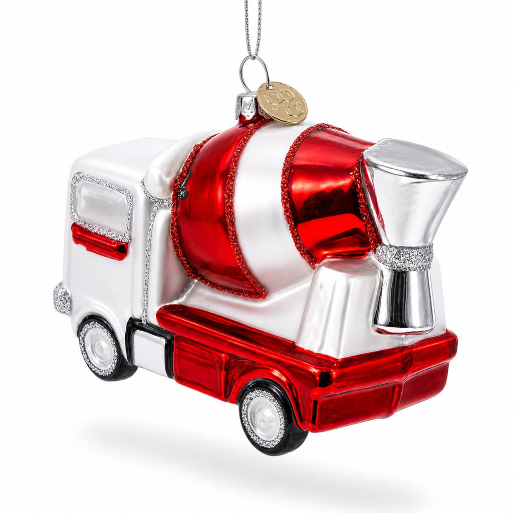 Concrete Mixer Glass Christmas Ornament