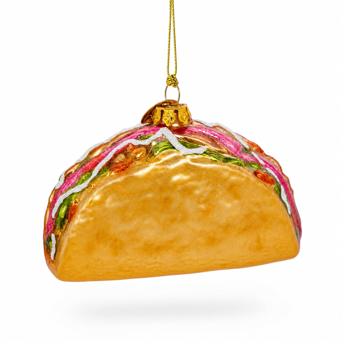 Taco Shell with Toppings Glass Christmas Ornament