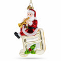 Santa on Music Note Glass Christmas Ornament