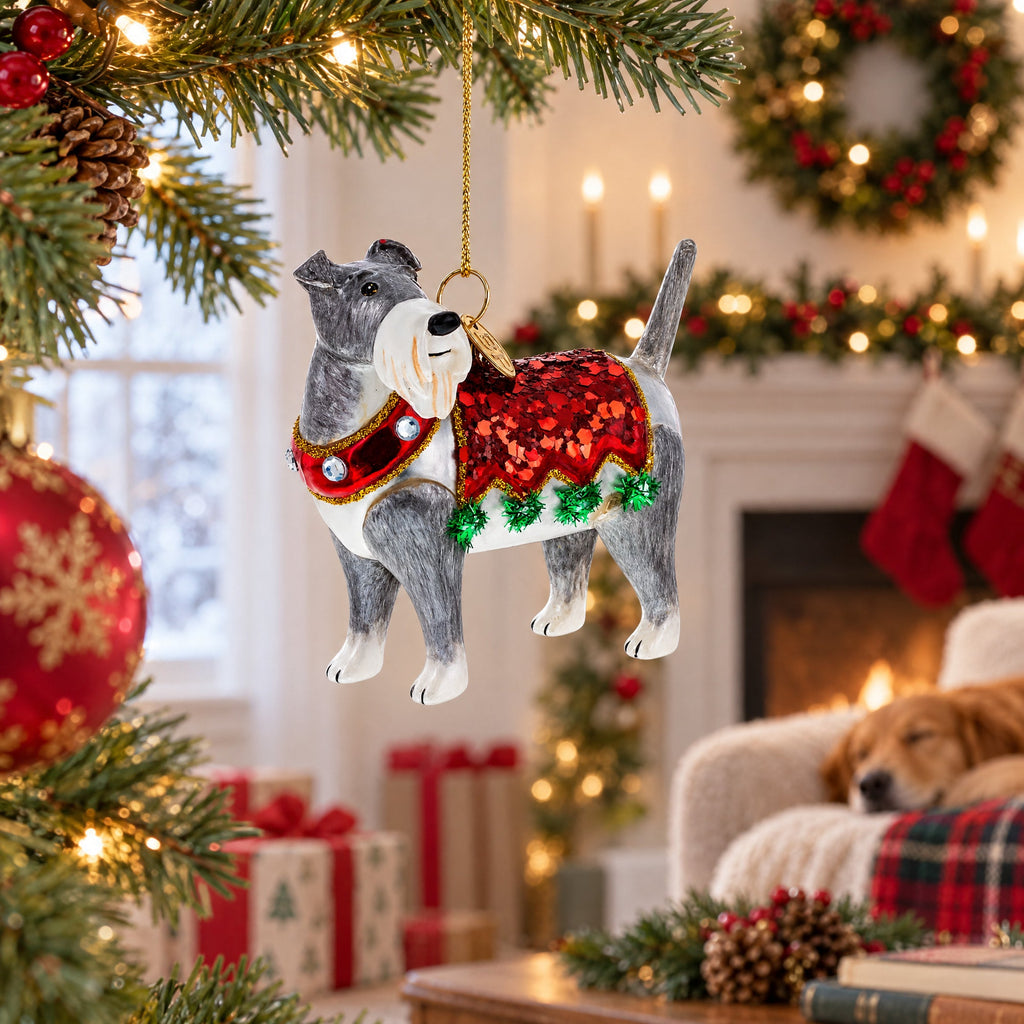 Irish Terrier Glass Christmas Ornament