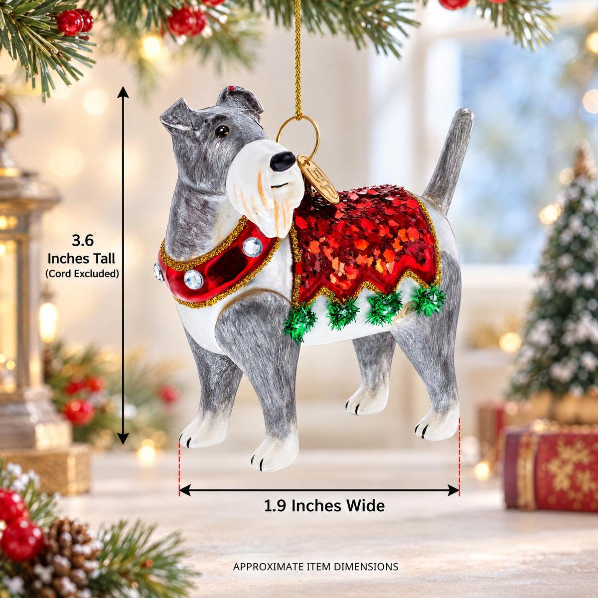 Irish Terrier Glass Christmas Ornament