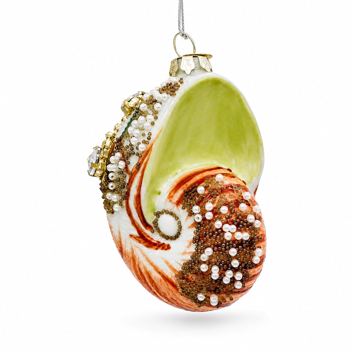 Conch Sea Snail Shell Glass Christmas Ornament