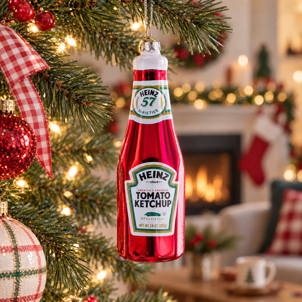 Ketchup Bottle Glass Christmas Ornament
