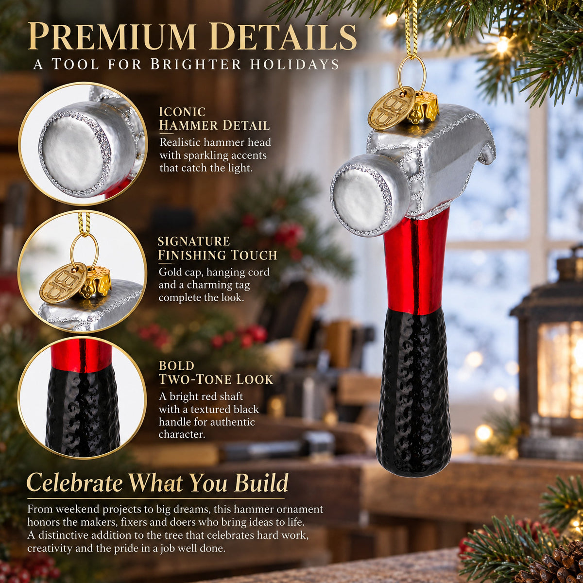 Hammer Glass Christmas Ornament