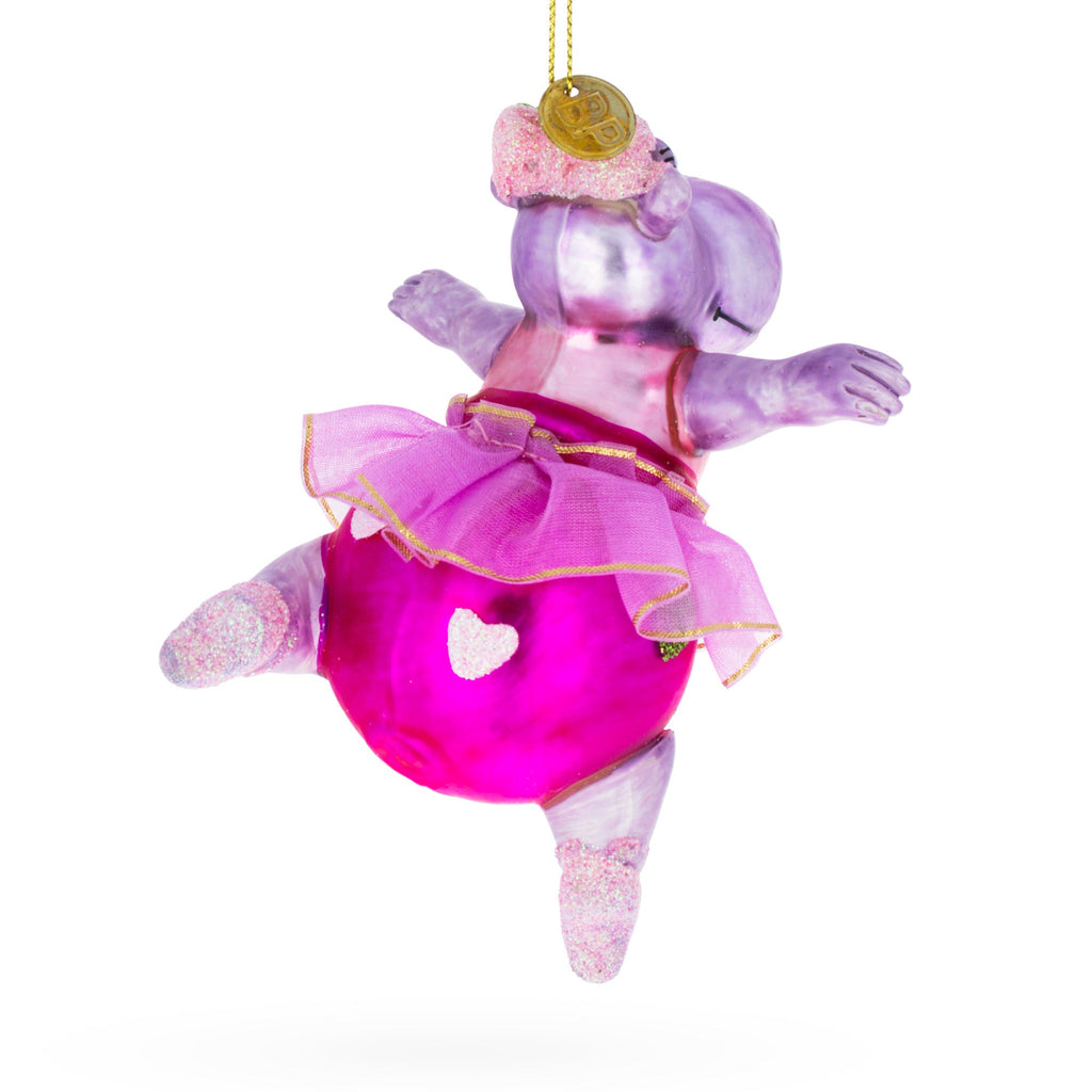 Hippo Ballerina Glass Christmas Ornament