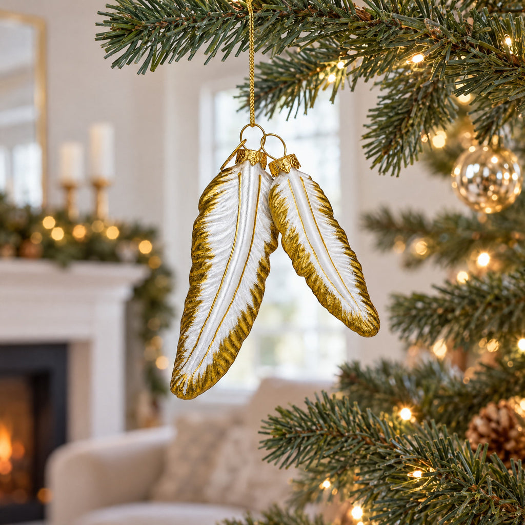 Flight Feathers Glass Christmas Ornament