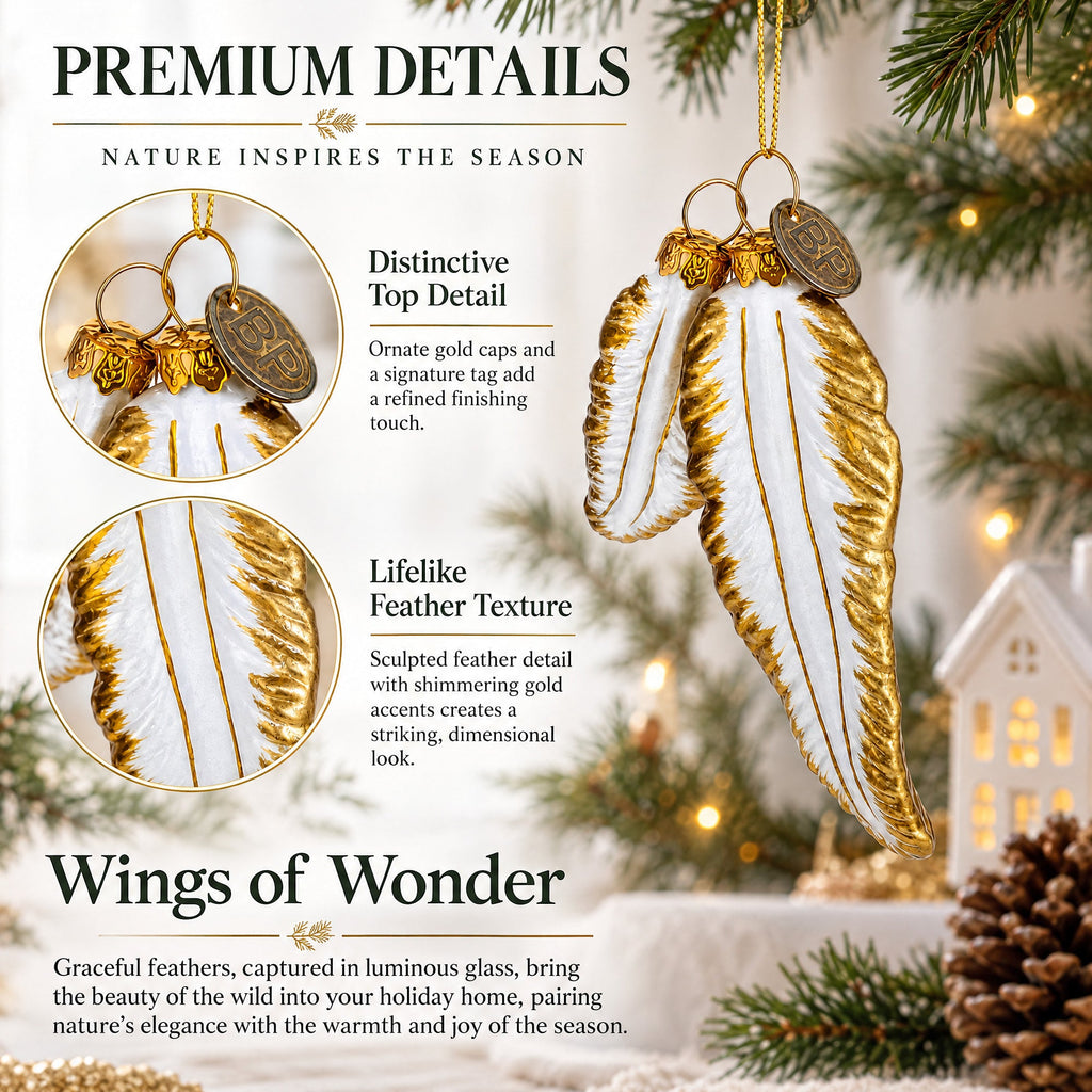 Flight Feathers Glass Christmas Ornament