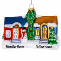 Neighborly Welcome House Glass Christmas Ornament