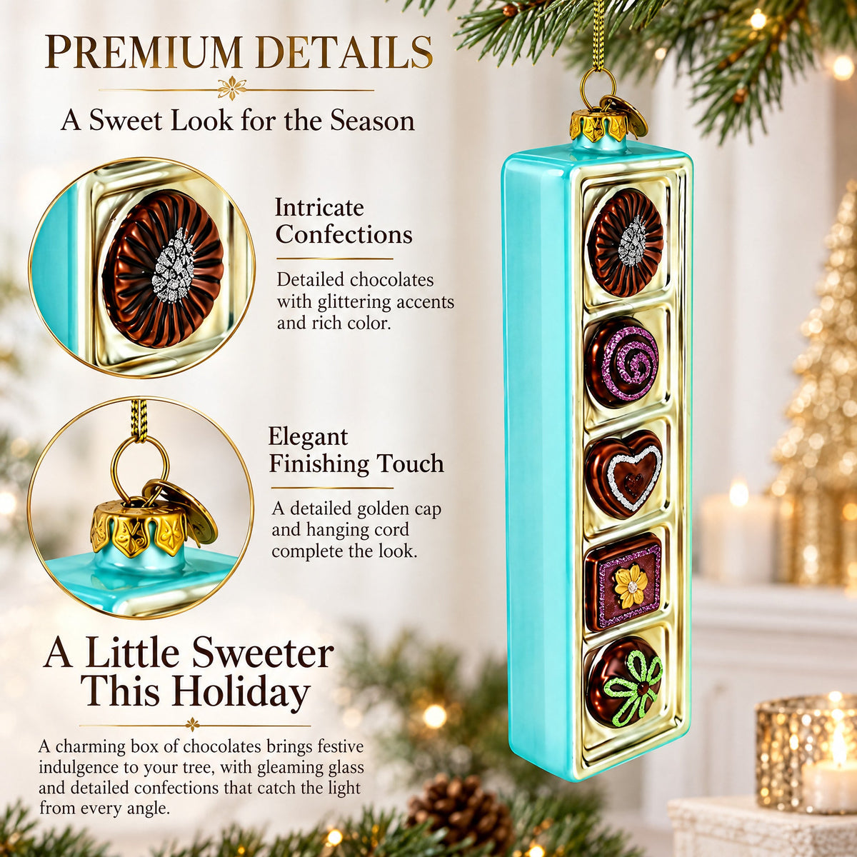 Box of Chocolates Glass Christmas Ornament