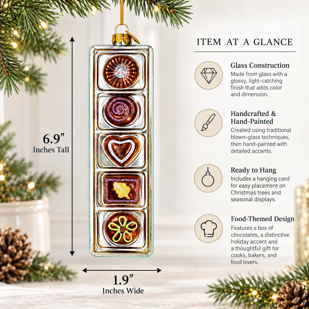Box of Chocolates Glass Christmas Ornament
