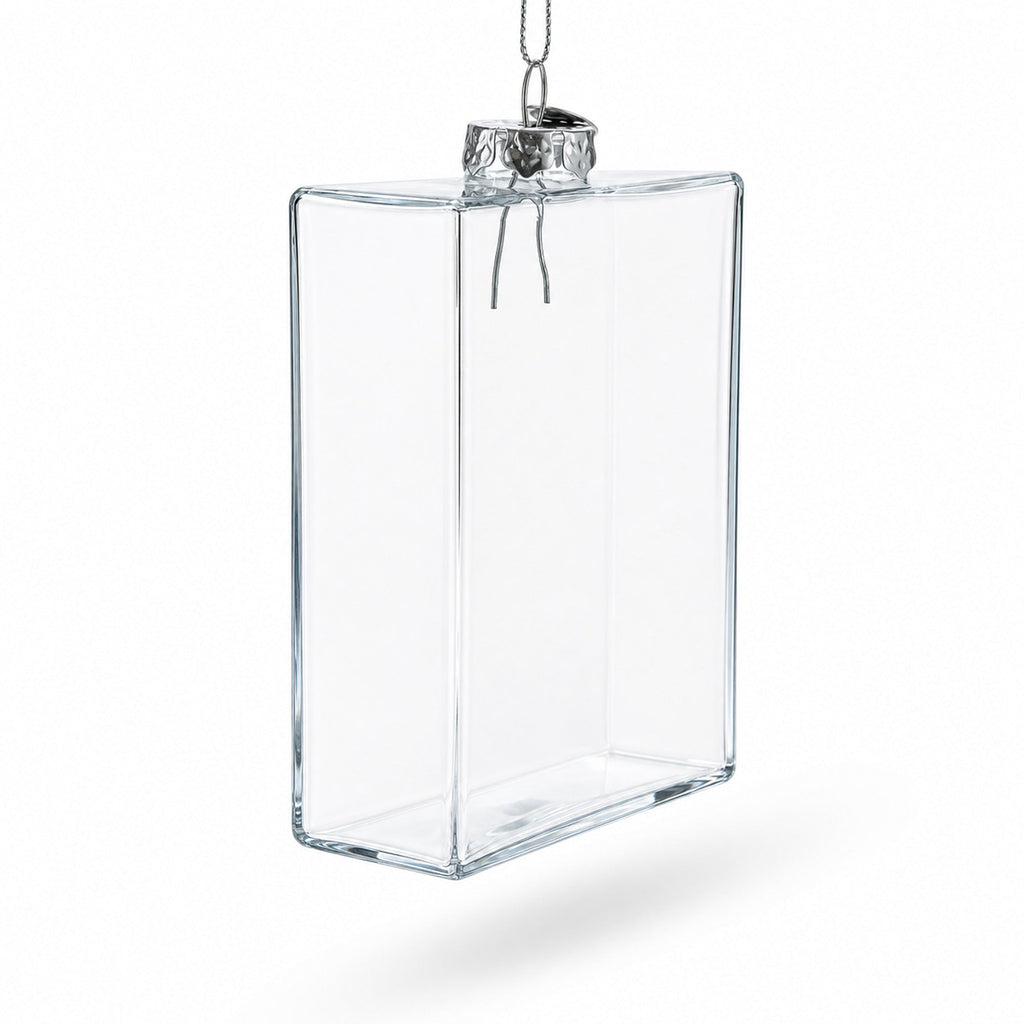 Flask Clear Glass Christmas Ornament
