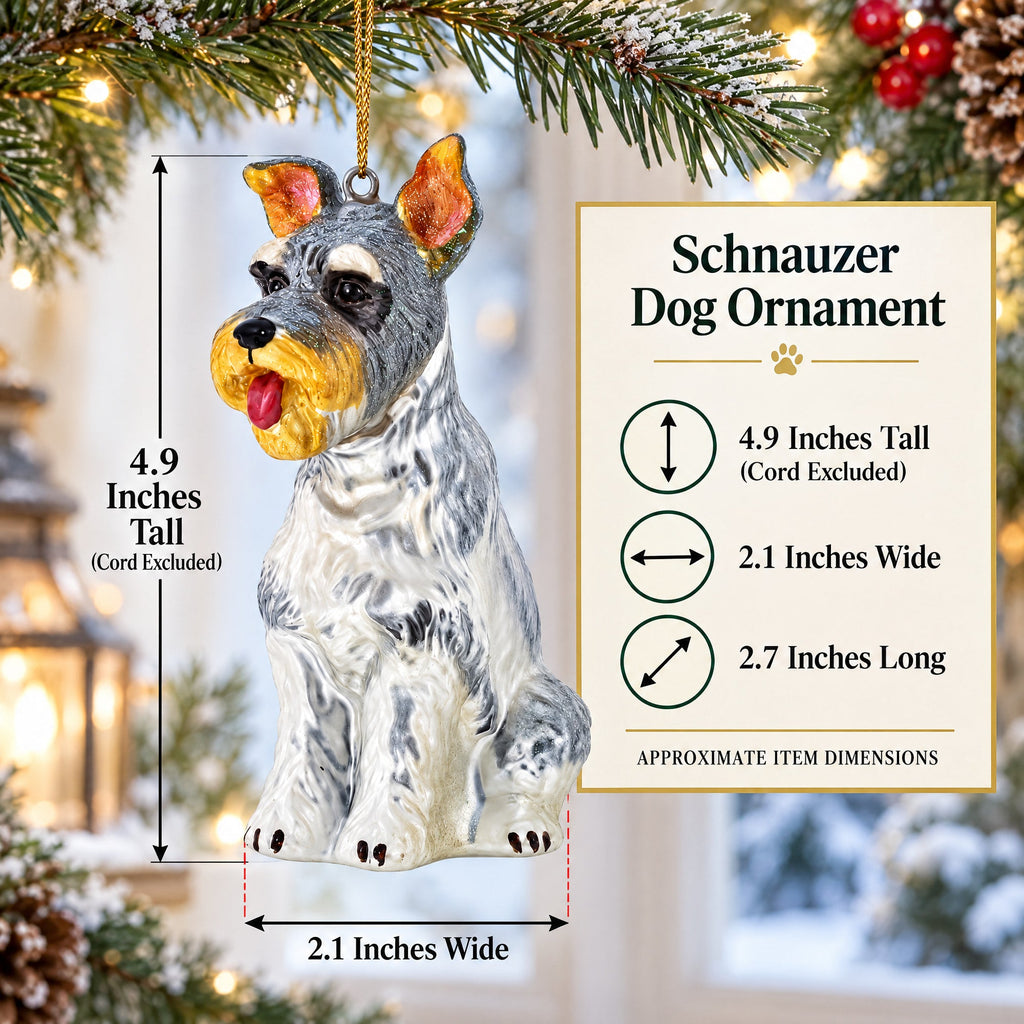 Schnauzer Sitting Pretty Glass Christmas Ornament