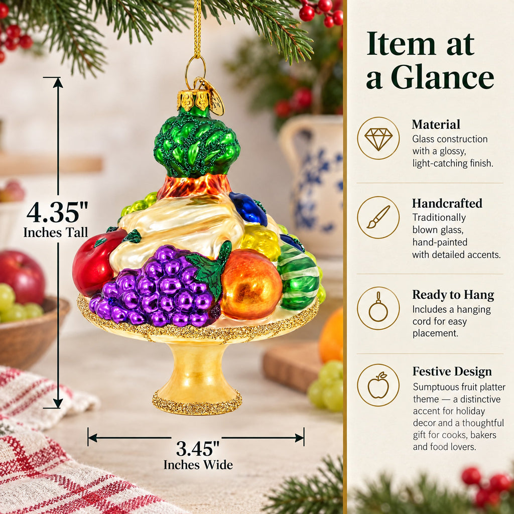Sumptuous Fruit Platter Glass Christmas Ornament