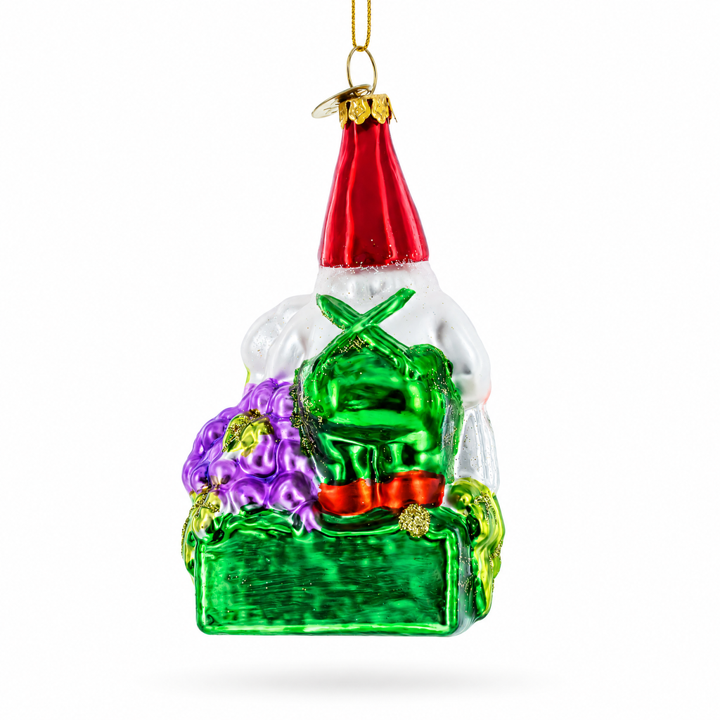Enchanting Gnome Glass Christmas Ornament