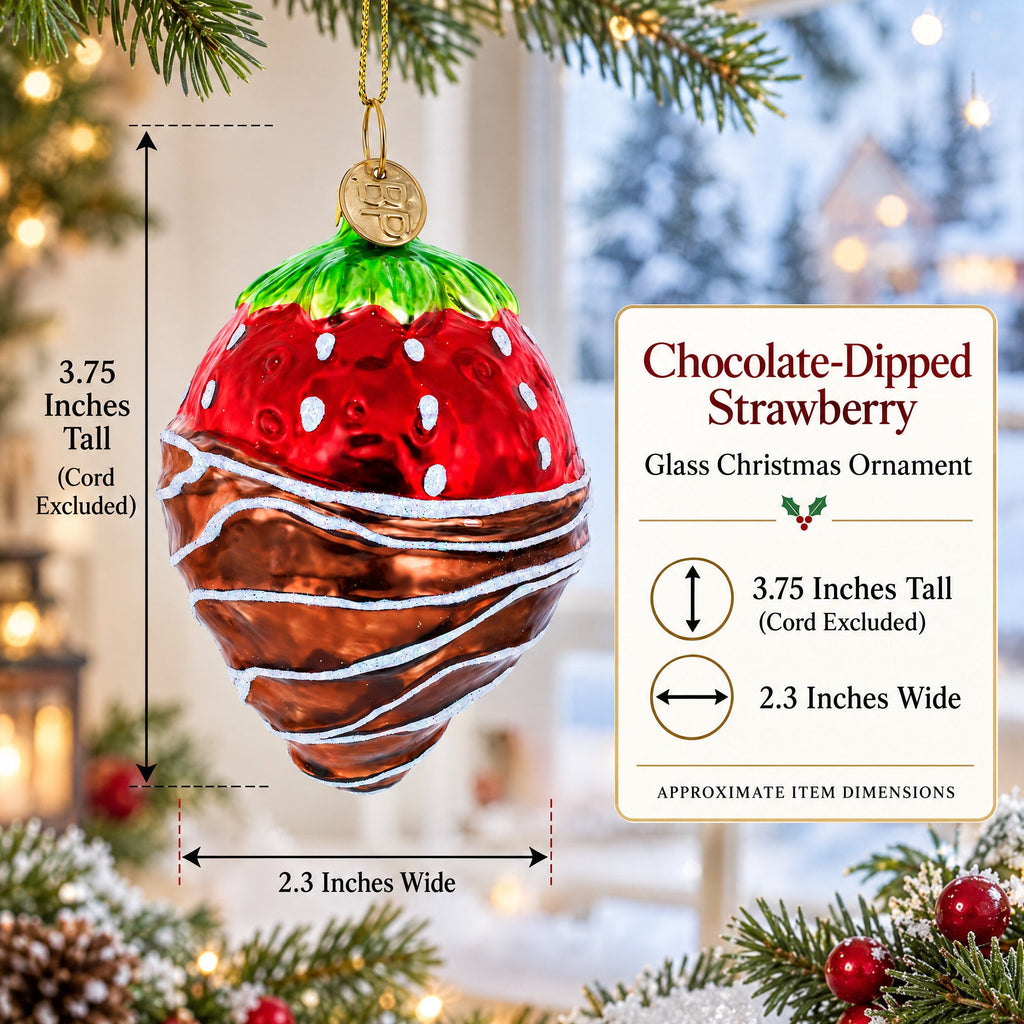 Chocolate-Dipped Strawberry Glass Christmas Ornament
