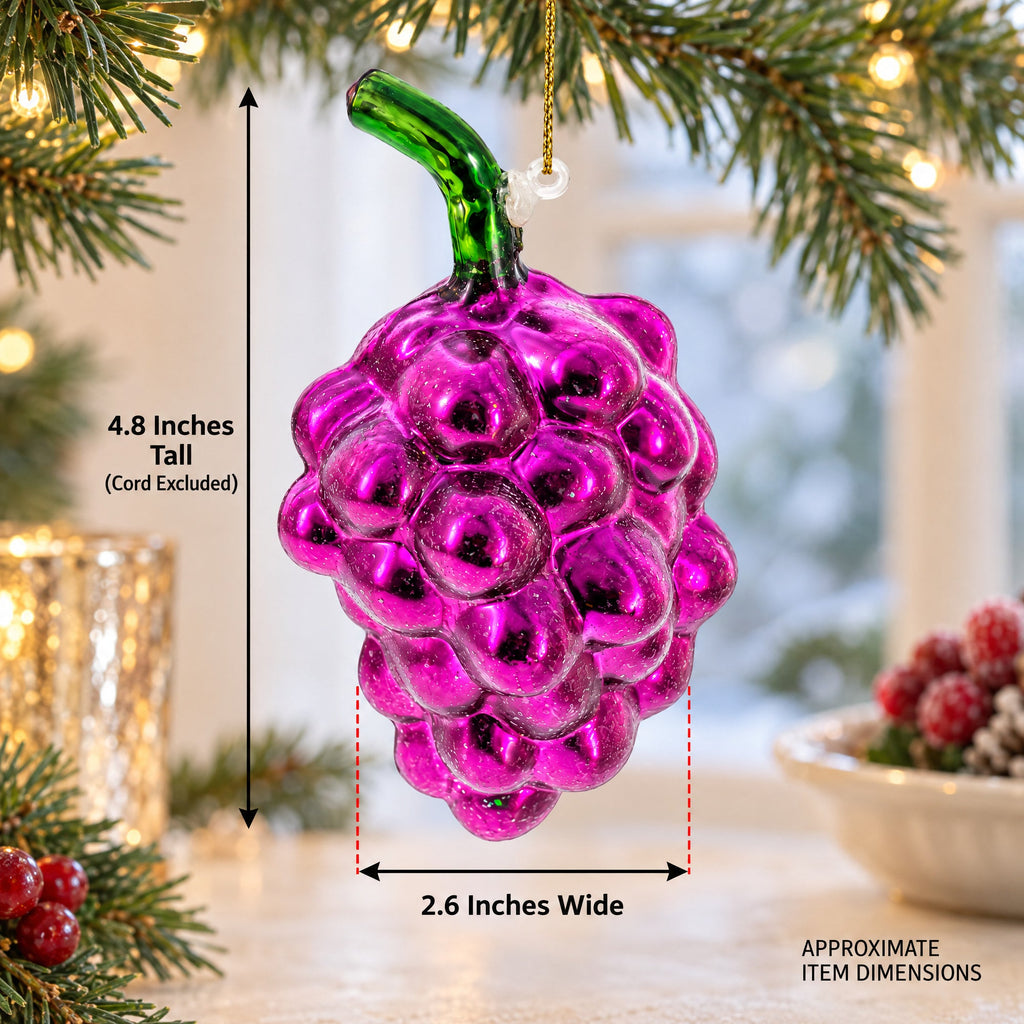 Purple Grapes Glass Christmas Ornament
