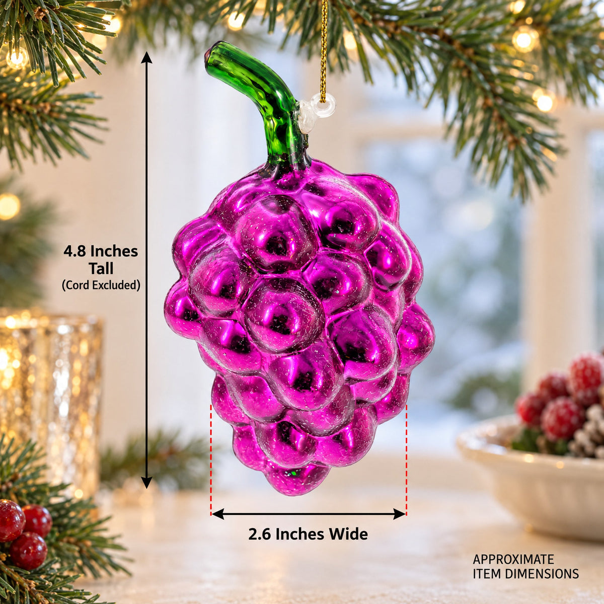 Purple Grapes Glass Christmas Ornament
