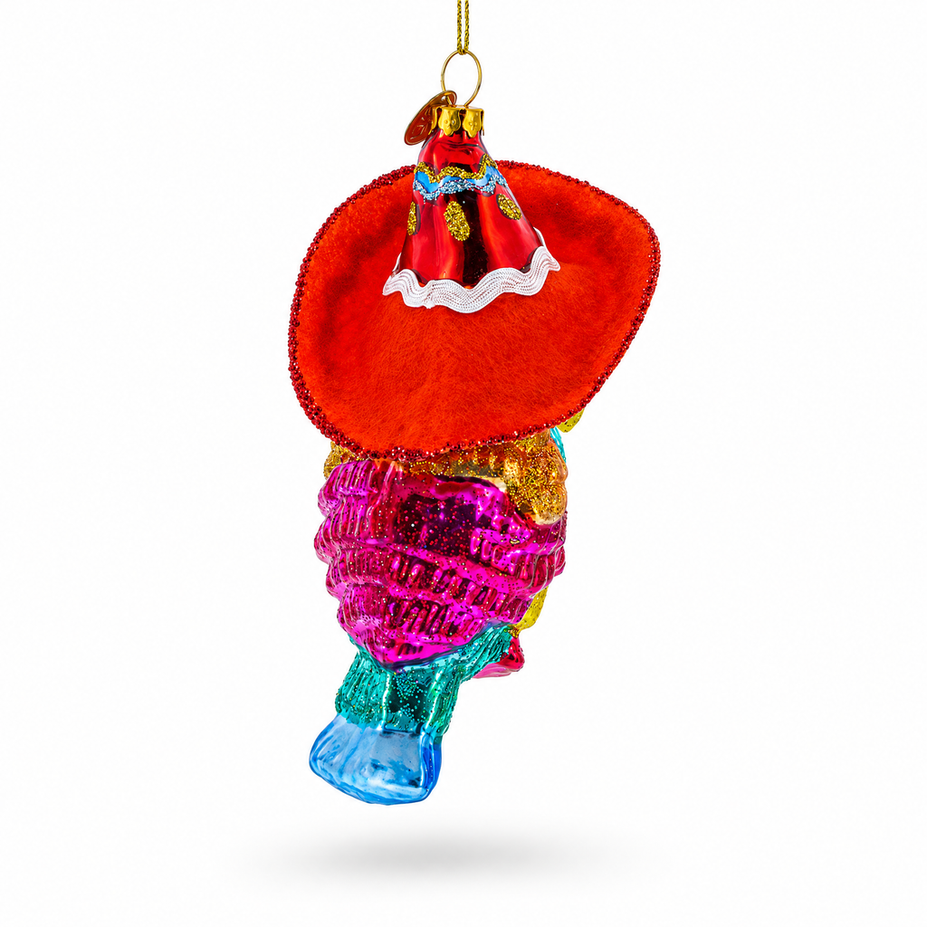 Tropical Toucan in a Sombrero Hat Glass Christmas Ornament