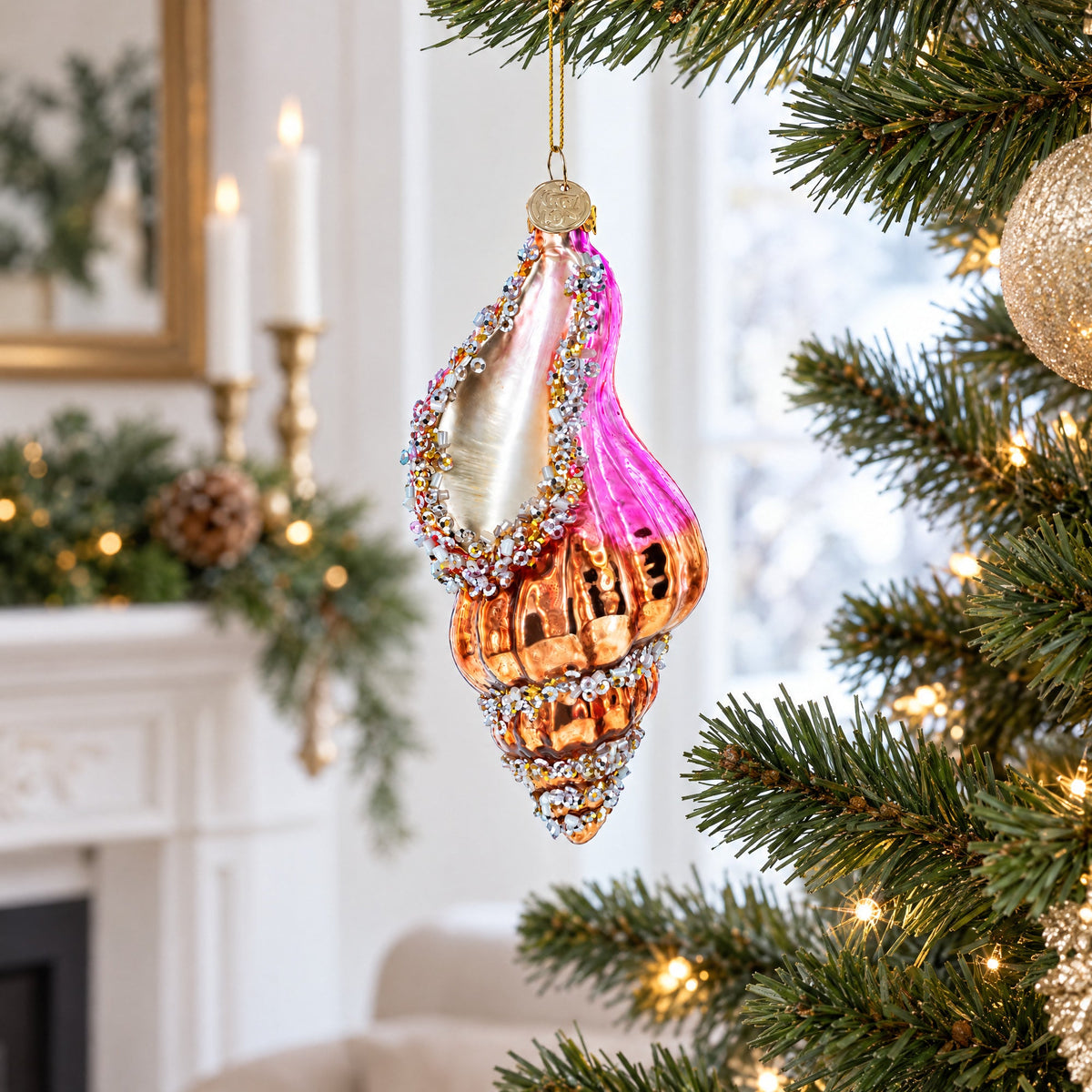 Conch Shell Glass Christmas Ornament