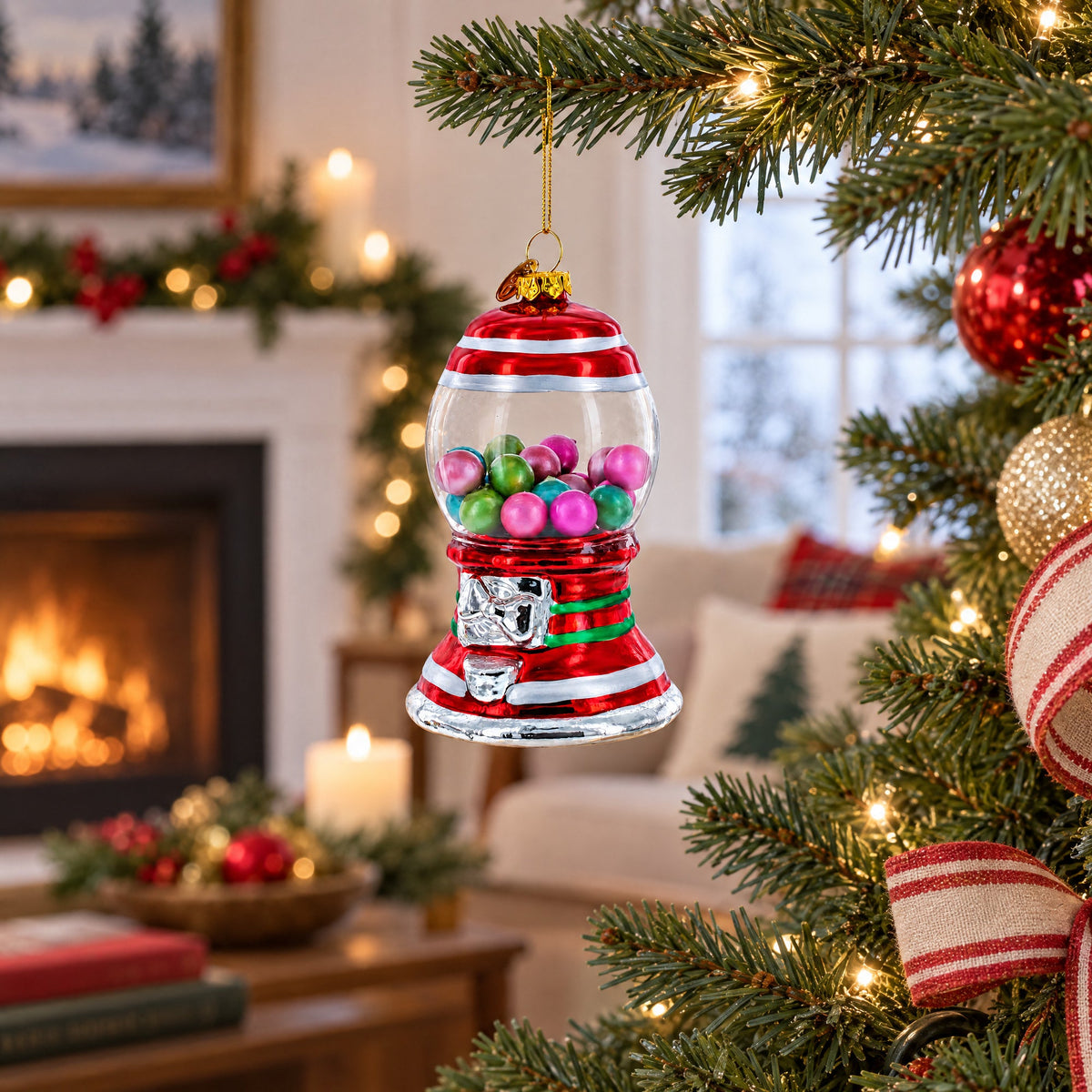 Gumball Machine Glass Christmas Ornament