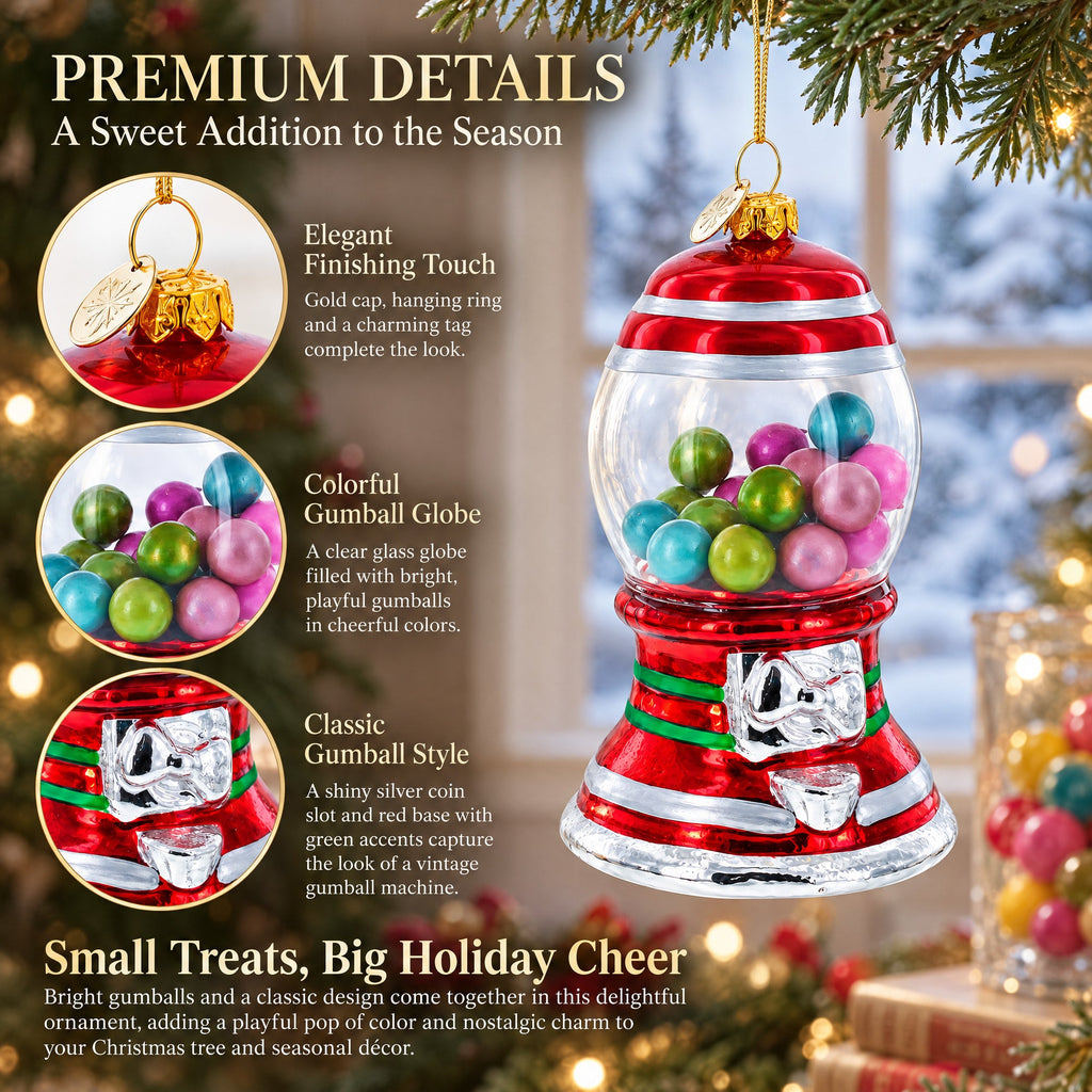 Gumball Machine Glass Christmas Ornament