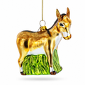 Donkey with Festive Decorations Glass Christmas Ornament