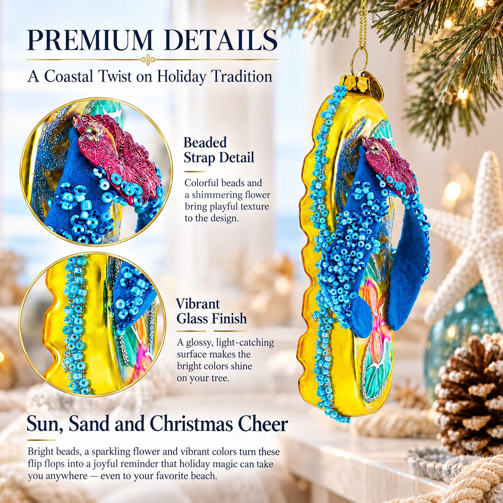 Beaded Flip Flops Glass Christmas Ornament