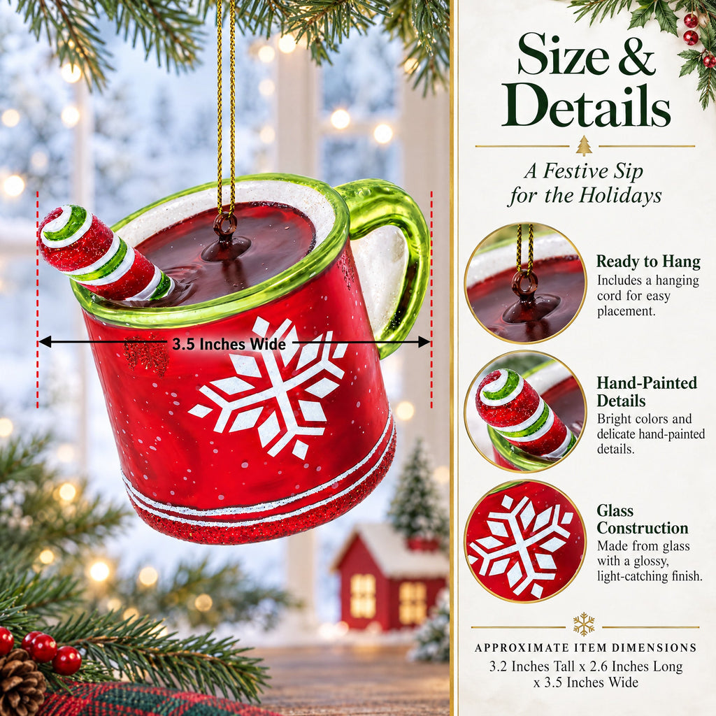 Cup with Candy Cane Drink Glass Christmas Ornament