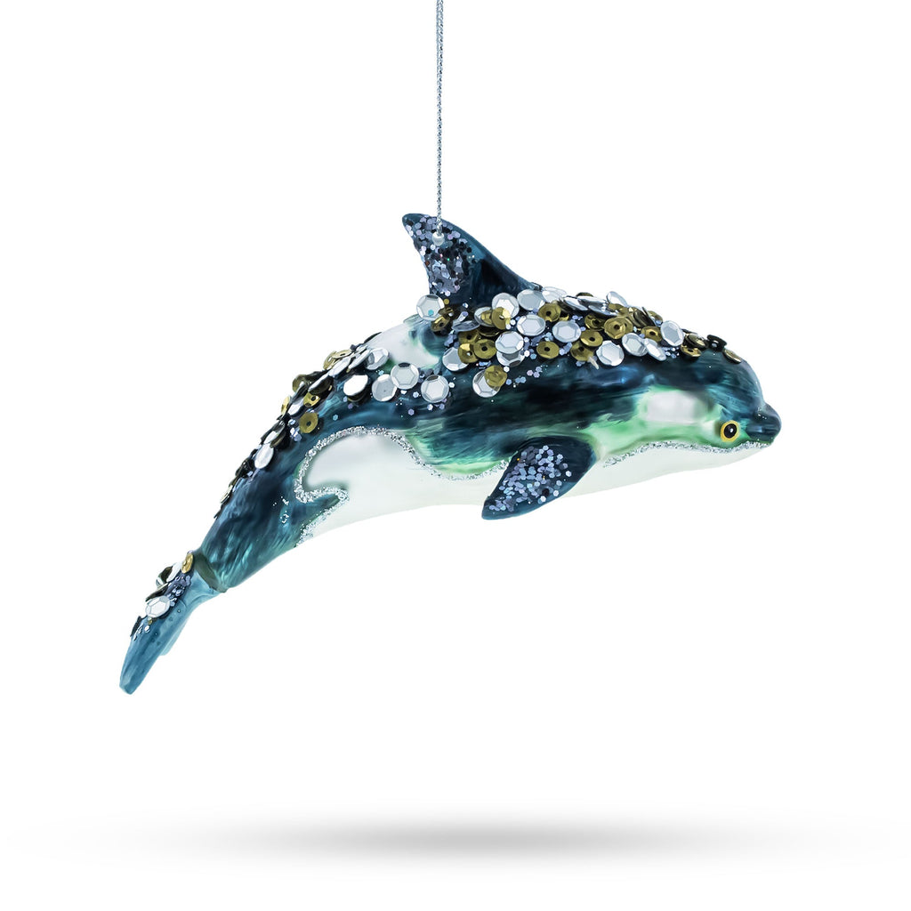 Orca Whale Glass Christmas Ornament