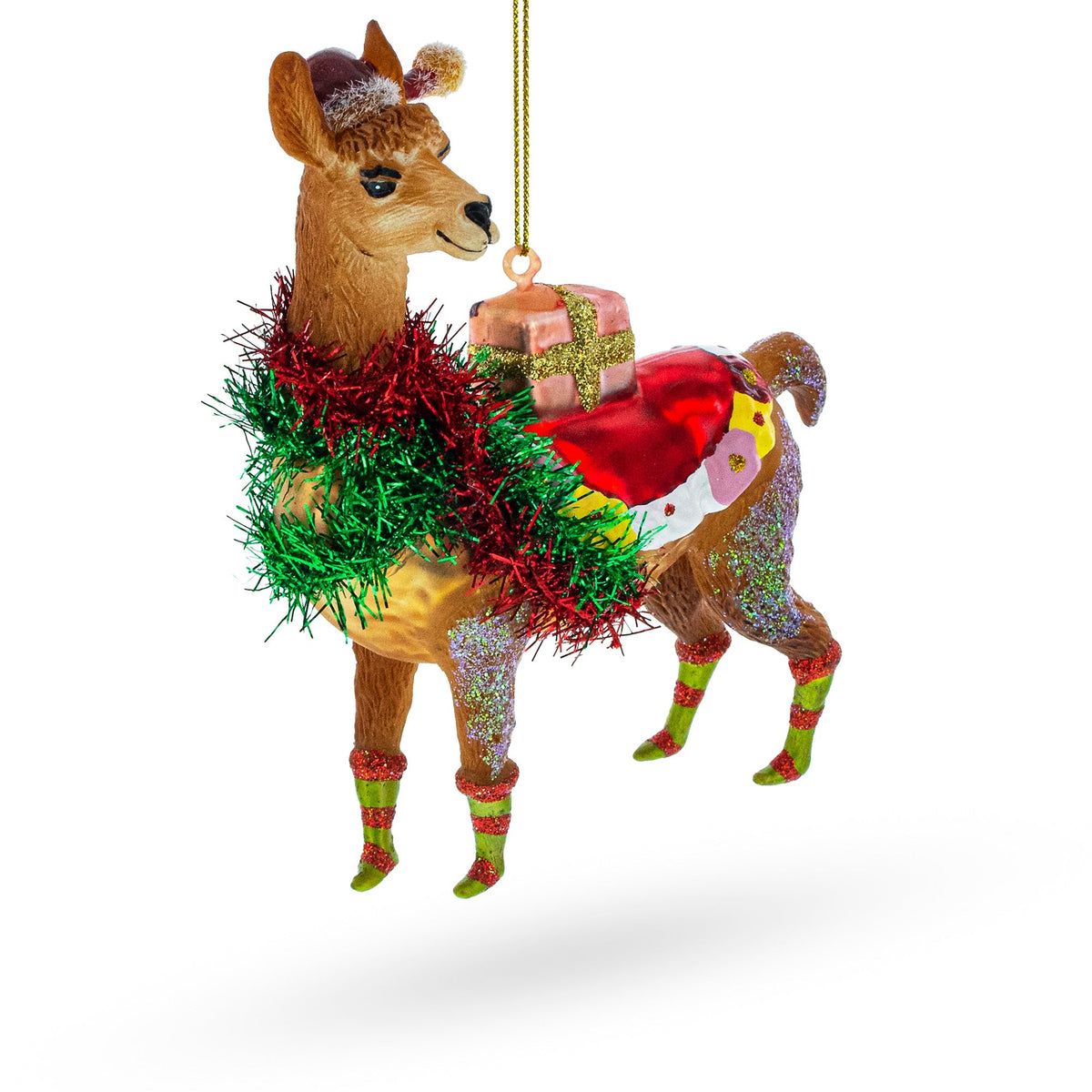 Alpaca Glass Christmas Ornament