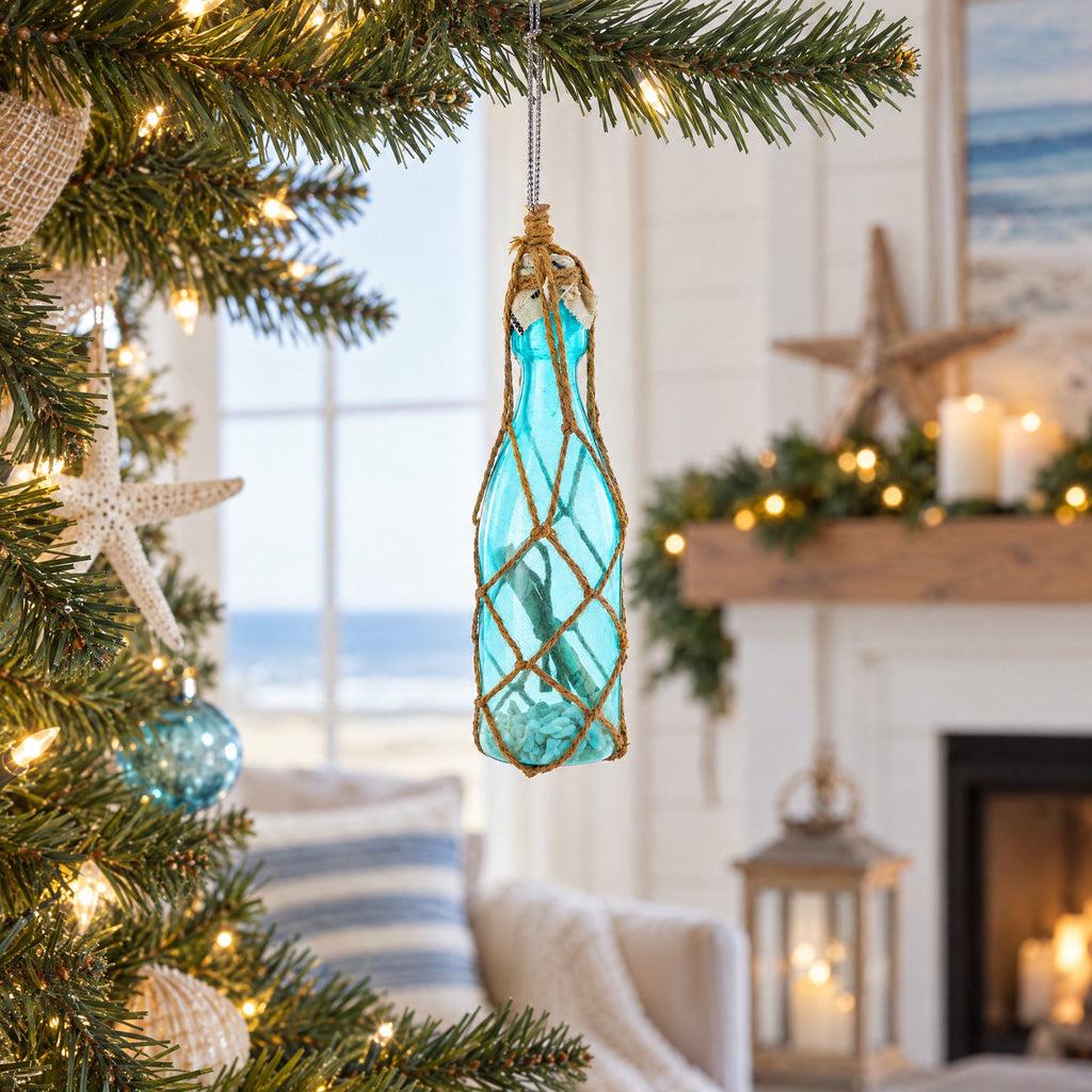 Nautical Sea Bottle with Sand Glass Christmas Ornament