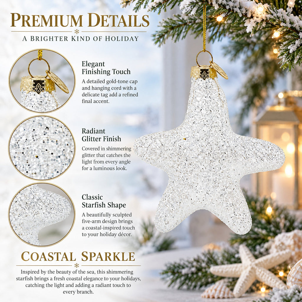 Radiant White Star "Love" Glass Christmas Ornament