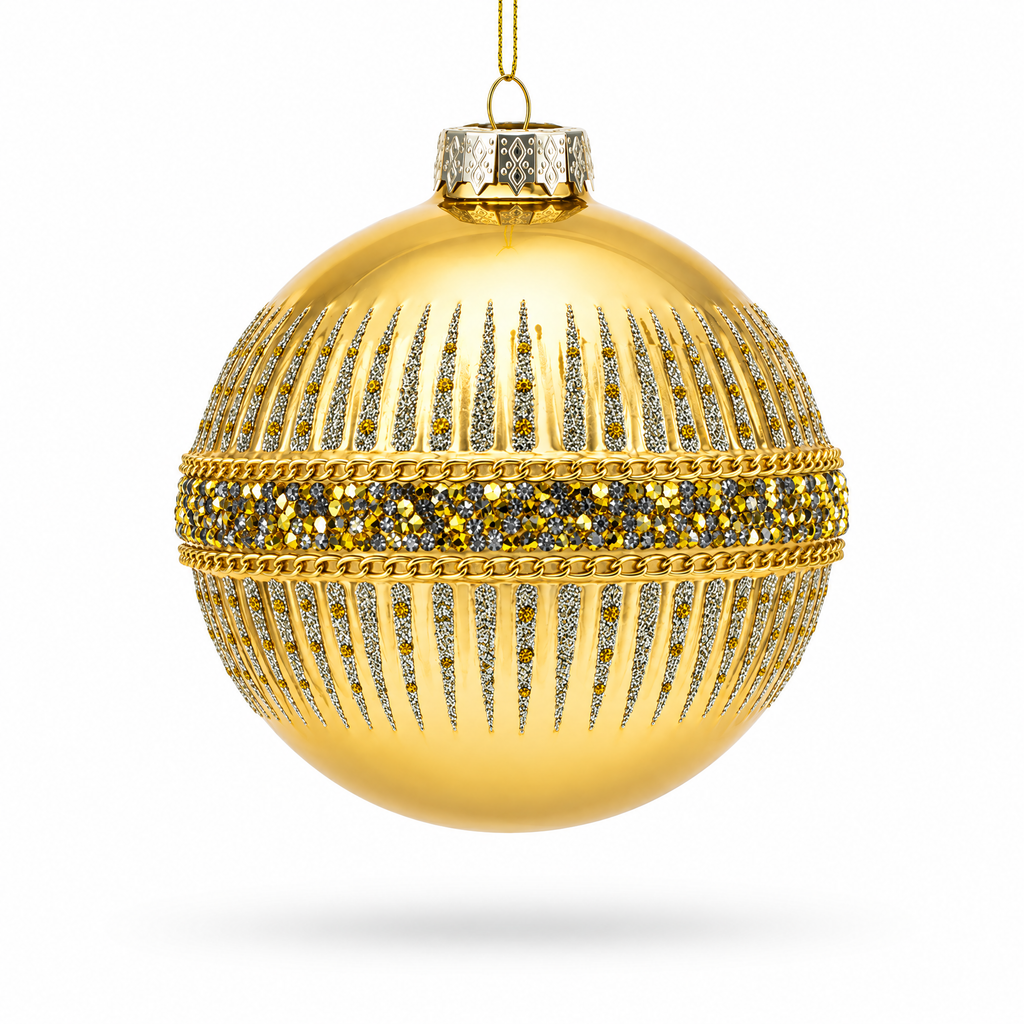 Glittering Gold Glass Christmas Ornament