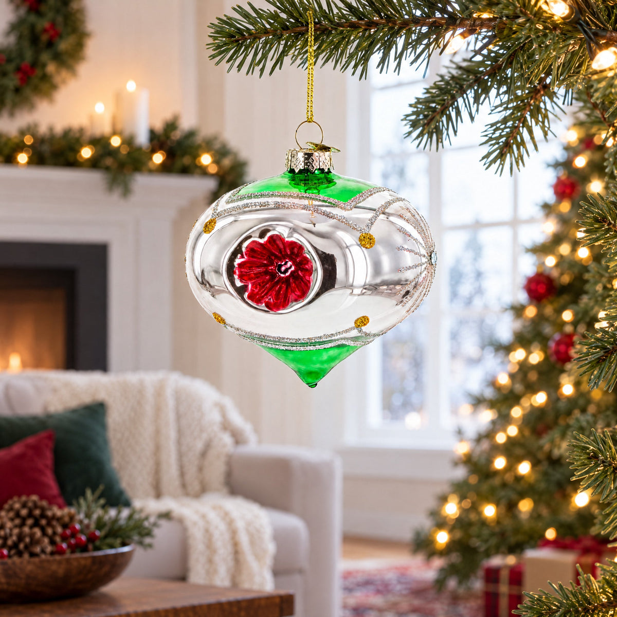 Vintage-Style Tear Drop Indented Glass Christmas Ornament