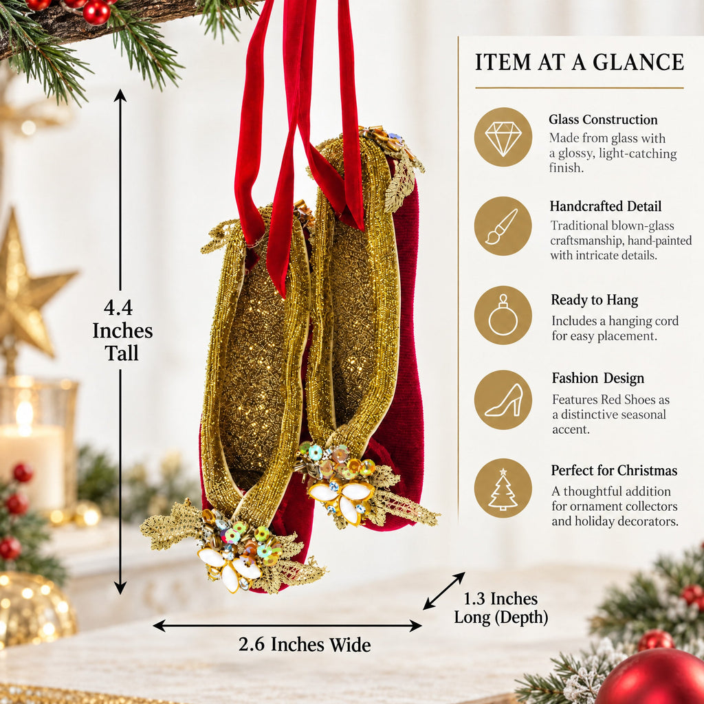 Red Shoes Glass Christmas Ornament