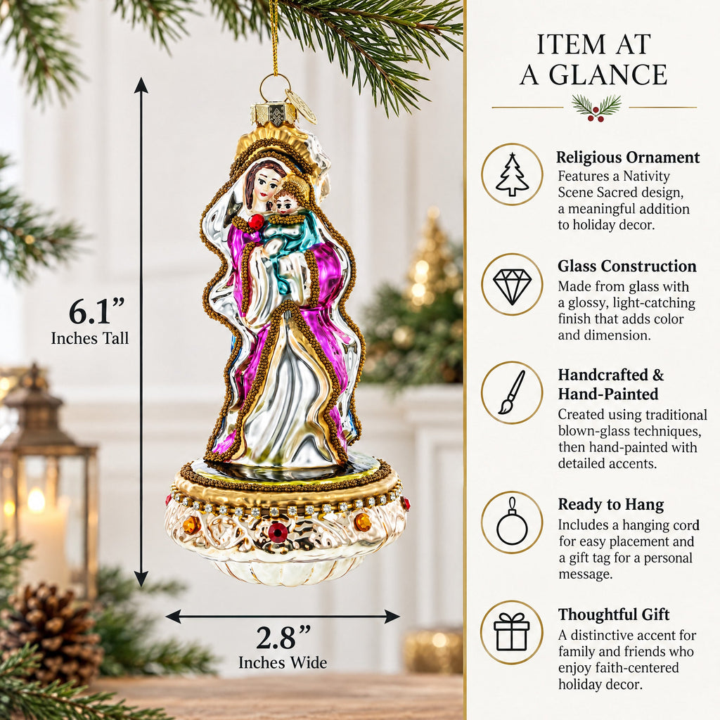 Nativity Scene Sacred Glass Christmas Ornament